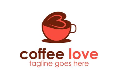 Coffee Love Logo Design Template with cup icon and love. Perfect for business, company, mobile, app, etc.