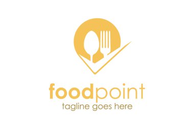 Food Point Logo Design Template with food icon and point. Perfect for business, company, mobile, app, restaurant, etc