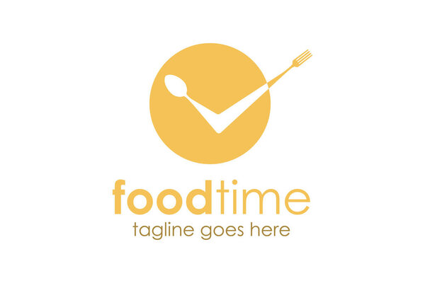 Food Time - Дизайн шаблона с иконкой еды и часами. Перфект для бизнеса, компании, мобильного телефона, приложения, ресторана и т.д.