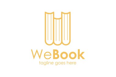 We Book Logo Design Template with the letter W and book icon. Perfect for business, company, restaurant, mobile, app, etc