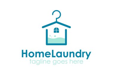 Home Laundry Logo Design Template with home icon and laundry icon, Perfect for business, company, app, technology, mobile, etc