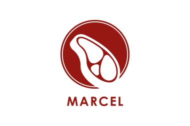 Marcel Meat Logo Design Template with meat icon. Perfect for business, company, mobile, app, restaurant, etc