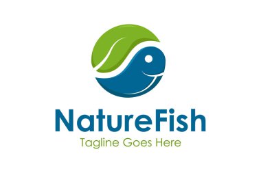 Nature Fish Logo Design Template with a fish icon and leaf. Perfect for business, company, mobile, app, restaurant, etc