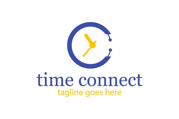 Time Connect Logo Design Template Con Icona Del Tempo Perfetto — Vettoriale Stock