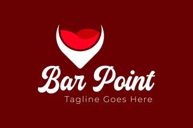 Bar Point Logo Design Template with cocktail glass and point. Perfect for business, company, mobile, app, restaurant, etc