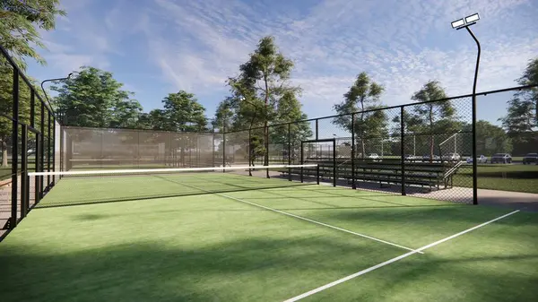 Green paddle Padel gündüz vakti tenis kortunda