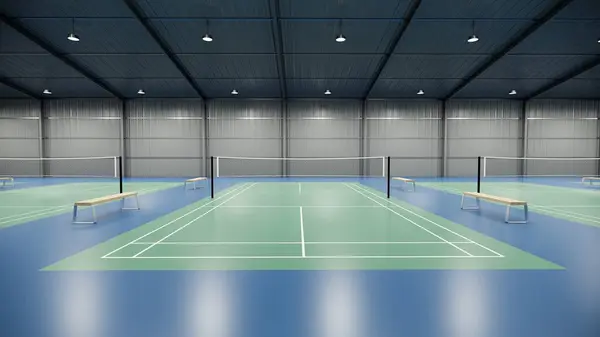 Geniş Salondaki Boş Badminton Sahaları