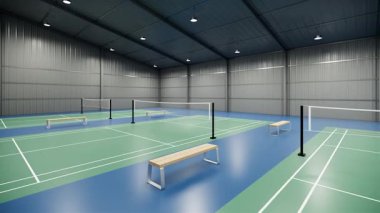 Birçok Mahkeme ve Aydınlatma ile Kapalı Badminton Court Tesisi
