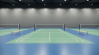 Geniş Salondaki Boş Badminton Sahaları