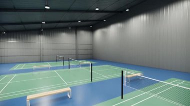 Simetrik Mahkeme Düzeni ile Modern Kapalı Badminton Arenası