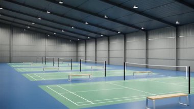 Sentetik döşemeli ve LED ışıklandırmalı Badminton Court