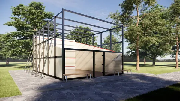 Mavi Gök Altında Ahşap Döşemeli ve Metal Yapılı Kabak Adliyesi