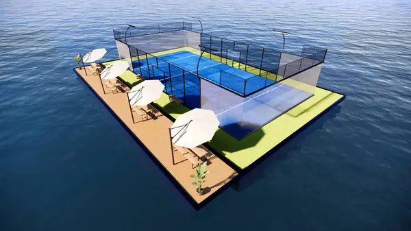 Okyanus 3D üzerinde yüzen Padel Court
