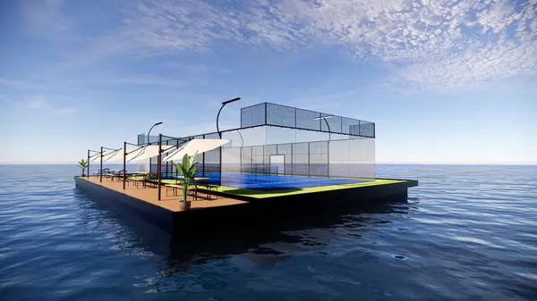 Açık Hava Padel Su Yüzeyi Konsepti Tasarım 3D