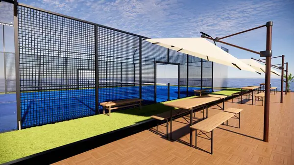 Tropikal Ayarlarda Okyanus Yüzen Tenis Sahası Yapısı