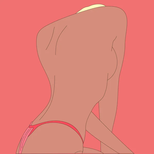 Illust Girl Femme Modèle Pose Lignes Noir Blanc Position Photo — Image vectorielle