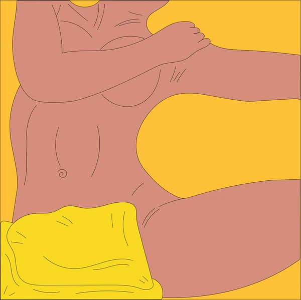 Illustration Mädchen Frau Sexy Modell Pose Linien Schwarz Weiß Position — Stockvektor