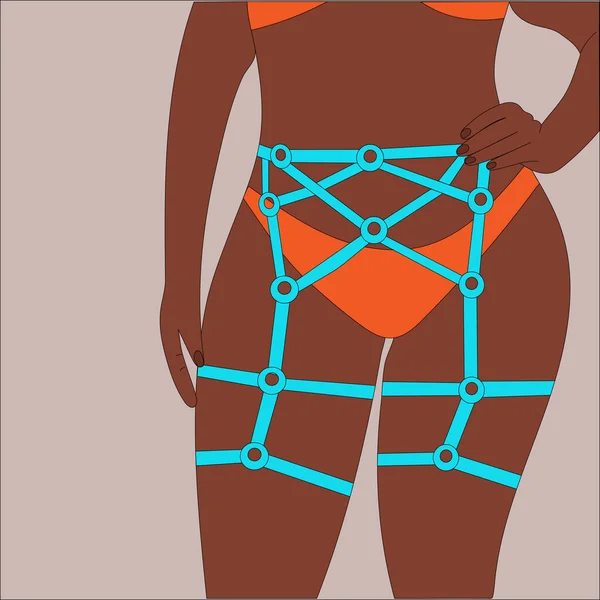 Illustration Sexy Woman Girl Size Bdsm Lingerie Stockings Bandage Underpants — стоковый вектор