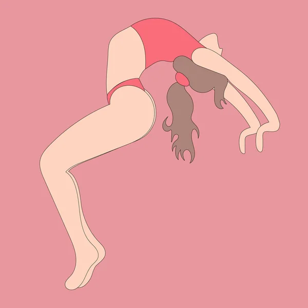 Girl Inverted Yoga Pose — Stock Vector