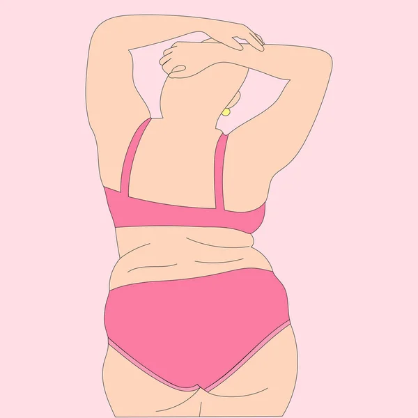 Kroppspositiv Flicka Underkläder Skallig Rygg Visa — Stock vektor
