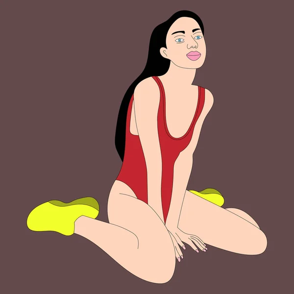 Ilustración Chica Mujer Modelo Pose Deporte Yoga Deportes Uniforme Blanco — Archivo Imágenes Vectoriales