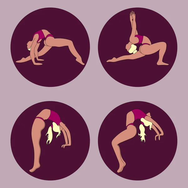 Yoga Flicka Kvinna Modell Pose Tillbaka Flickor Baddräkt Bakgrund Tryck — Stock vektor