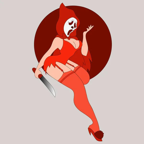 Flicka Skrika Halloween Skrämmande Sexig Röd — Stock vektor