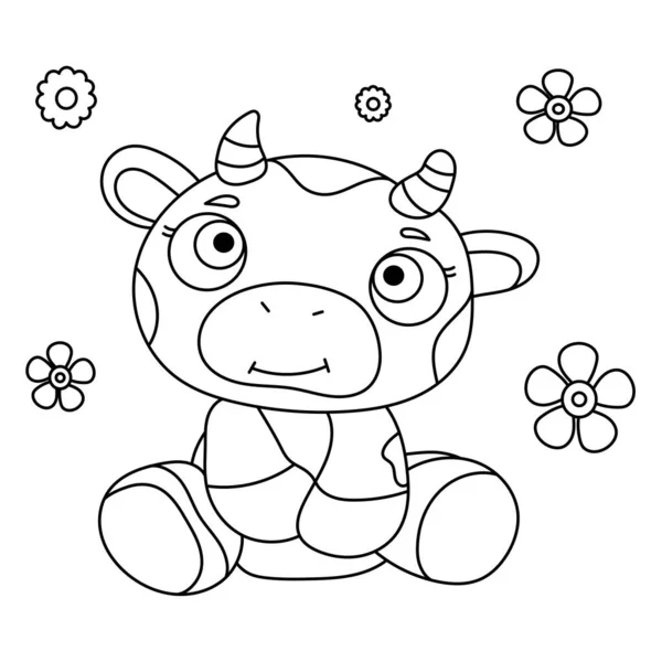Χρωματισμός Βιβλίο Για Παιδιά Χαριτωμένο Χαμόγελο Αγελάδα — Διανυσματικό Αρχείο