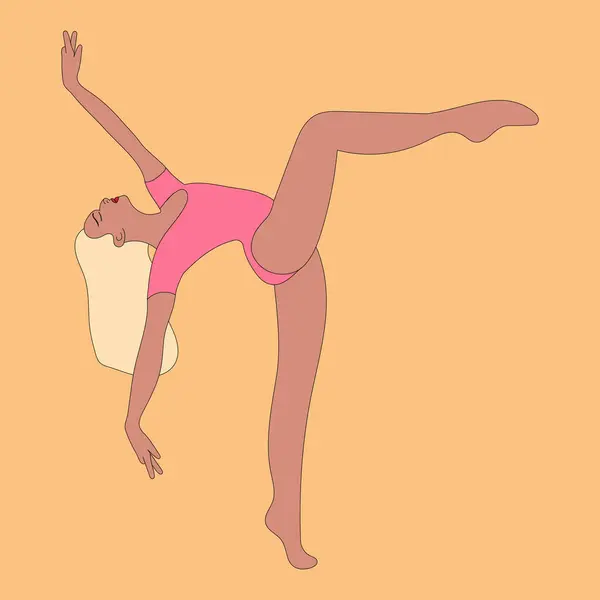 Illustration Mädchen Frau Modell Pose Sport Yoga Sport — Stockvektor