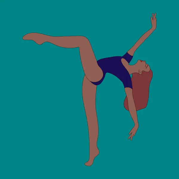 Illustration Flicka Kvinna Modell Poserar Sport Yoga Sport — Stock vektor