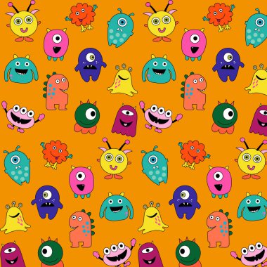 Şirin ve komik küçük canavarlar.