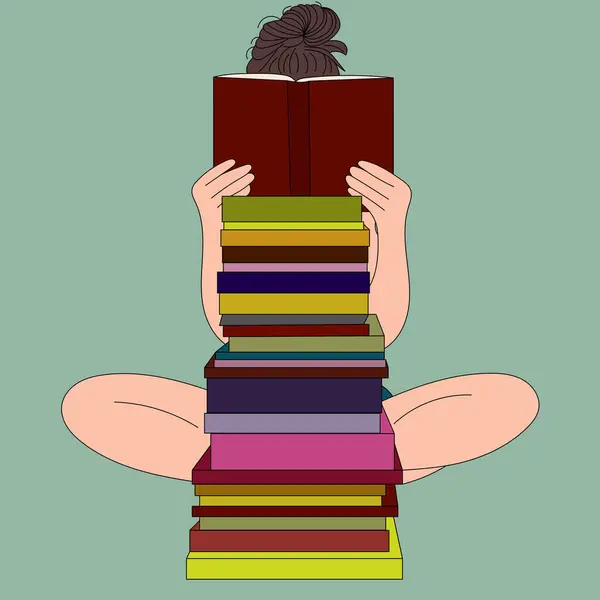 Bir kız yerde oturmuş kitap okuyor.