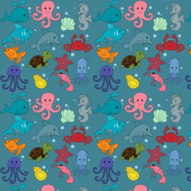 Şirin deniz hayvanları deseni