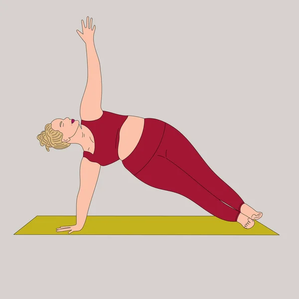 Elle çizilmiş bir kız mindere yoga yapıyor.