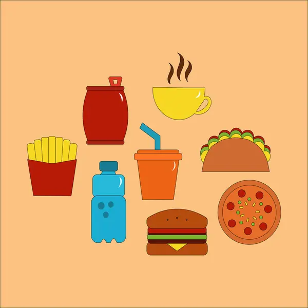 A cute set of food and drinks