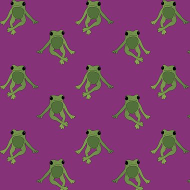 Şablon şirin bir kurbağanın oturması.