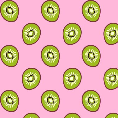 Pembe arka planda sulu kivi dilimleri.