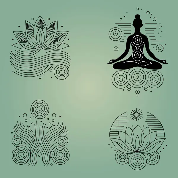 Uyum sembolleri ve Yoga logoları ayarlandı