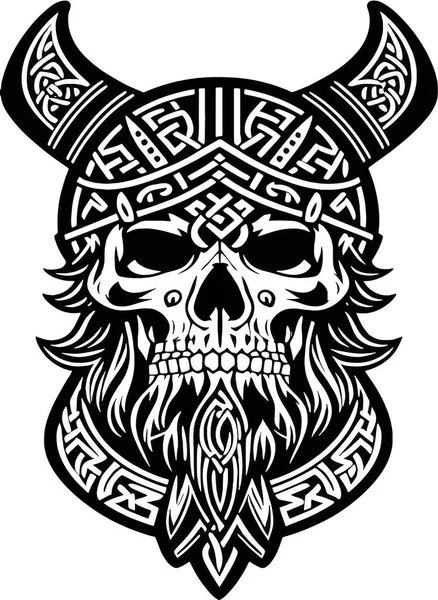 Viking Skull Warrior Vector Vetor Viking Caveira Ilustração Vetorial — Vetor de Stock