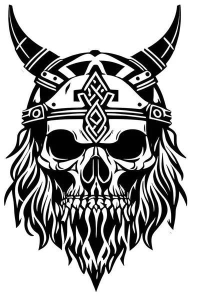 Velký Viking Warrior Skull Viking Skull Vektorová Ilustrace — Stockový vektor