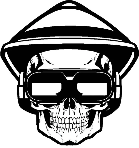 Metaverse Skull Asian Hat Vector Skull Vektorová Ilustrace — Stockový vektor