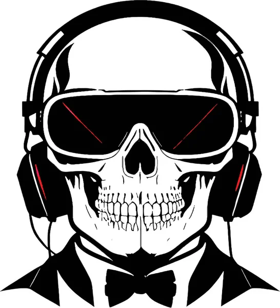 Radio Operator Skull Vector Skull Headset Glasses Vector Vector Illustration — Stock Vector