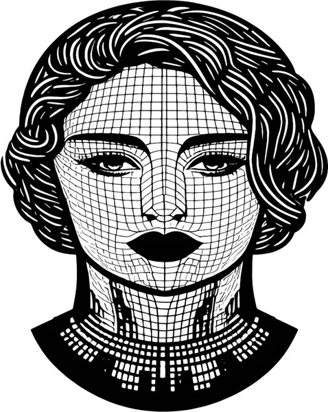 Женщина Вектор Кибер Вселенной Вектор Виртуальной Реальности Векторная Иллюстрация — стоковый вектор