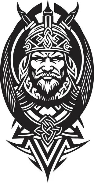 Grande Poderoso Emblema Viking Arte Vetor Ilustração Vetorial — Vetor de Stock