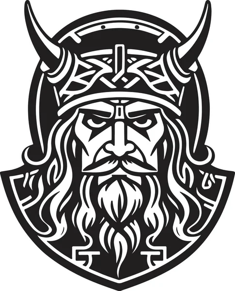 Impresionante Poderoso Emblema Vikingo Vector Arte Ilustración Vectorial — Vector de stock