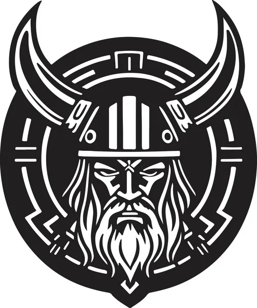 Fantástico Poderoso Emblema Viking Arte Vetor Ilustração Vetorial — Vetor de Stock