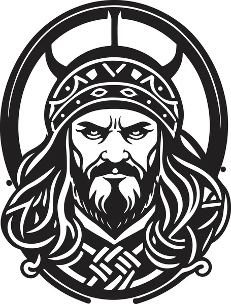Impresionante Poderoso Vector Arte Emblema Vikingo Ilustración Vectorial — Vector de stock
