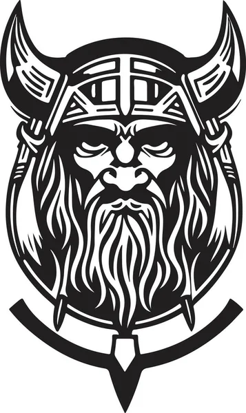 Extraordinario Poderoso Emblema Vikingo Vector Arte Ilustración Vectorial — Vector de stock