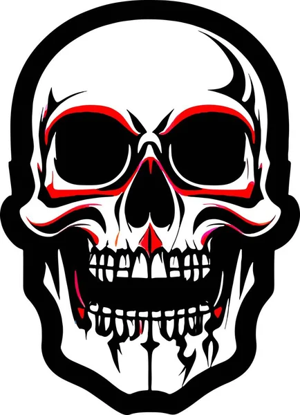 Smiling Emblema Color Cráneo Tatuaje Arte Vector Ilustración Vectorial — Vector de stock