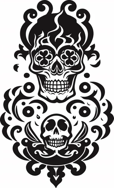 Nagy Koponya Tetoválás Embléma Művészeti Szimbólum Vektor Vektorillusztráció — Stock Vector